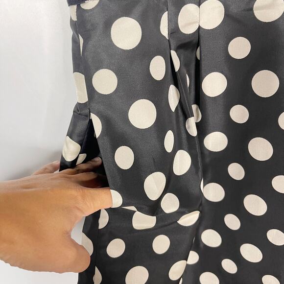 Tahari Size 12 Cream Black Polka Dot Contrast Sheath Dress Pockets Sleeveless - Picture 5 of 12